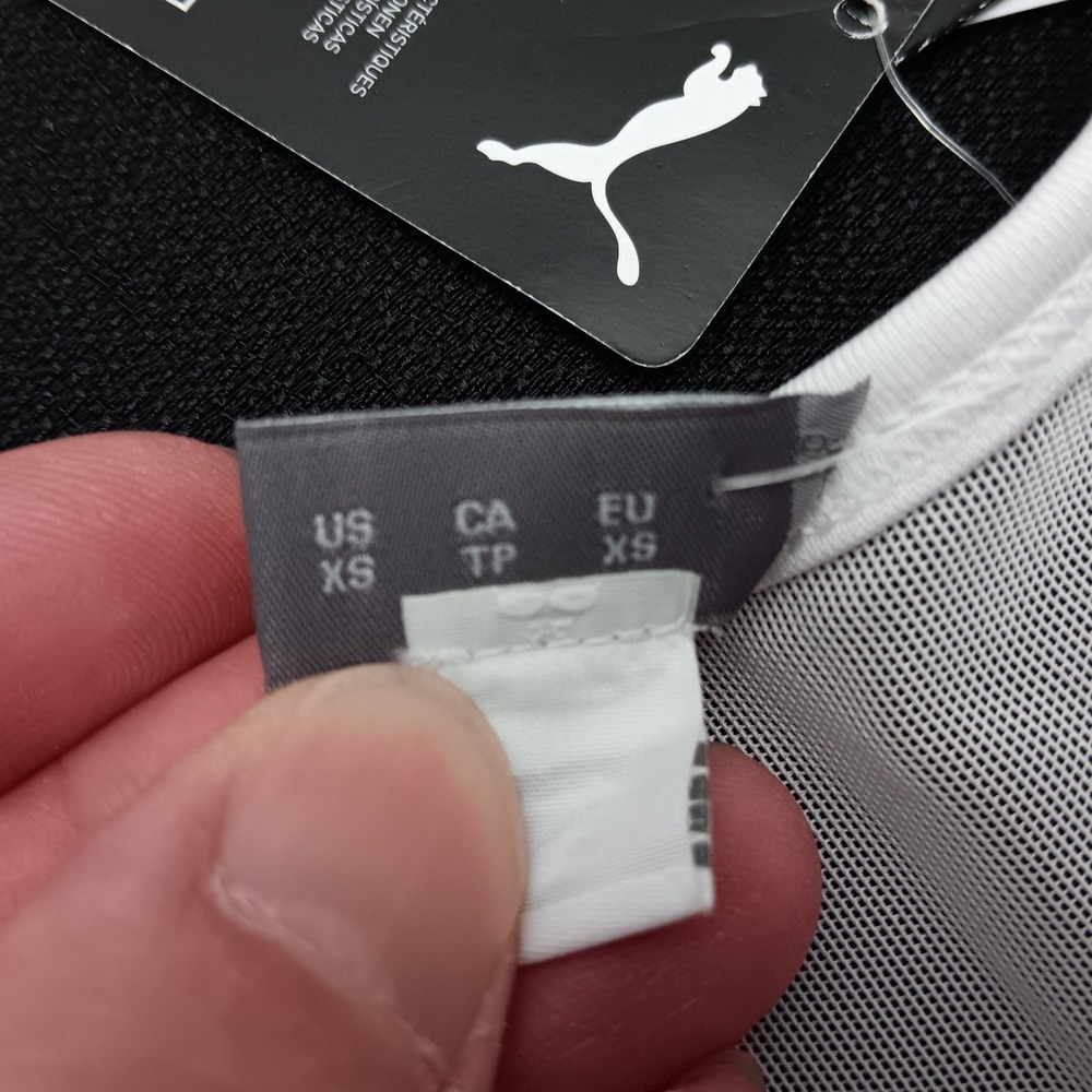 Puma Mid Impact 4Keeps Sports Bra White Black XS 521435 52 NWT X Small Workout - Picture 7 of 16